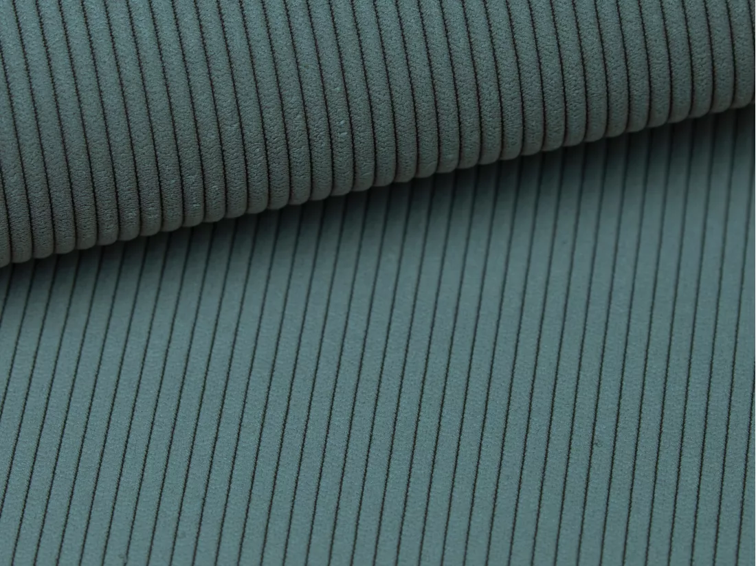 Pouf en velours côtelé bleu TEODORA