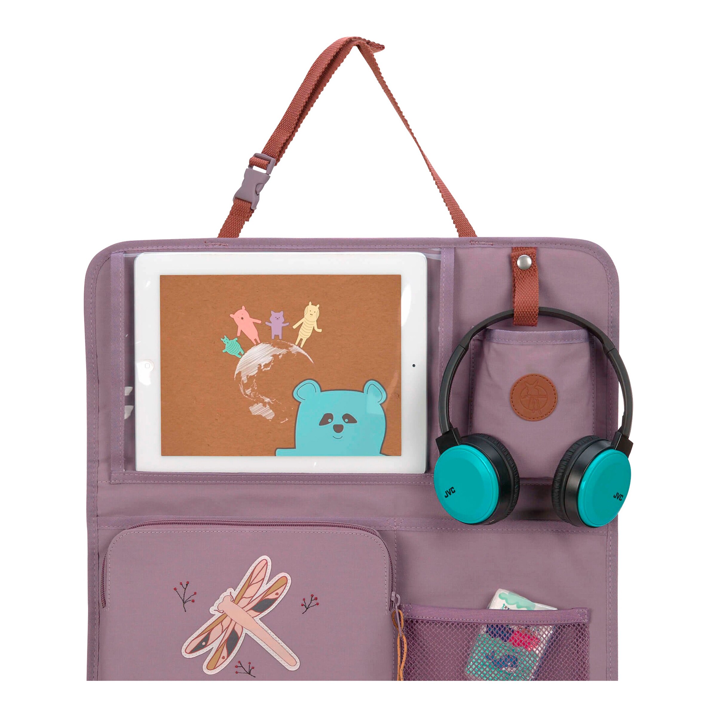 Lässig Rückenlehnen-, Spielzeugtasche Car Wrap-to-Go Adventure lila Libelle