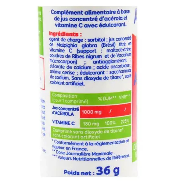 Alvityl Acerola 1000 comprimidos mastigáveis de vitamina C para maiores de 12 anos, 15 comprimidos