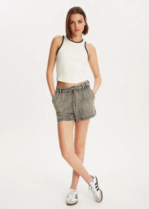 Short met vintage wash zwart (ZWART)