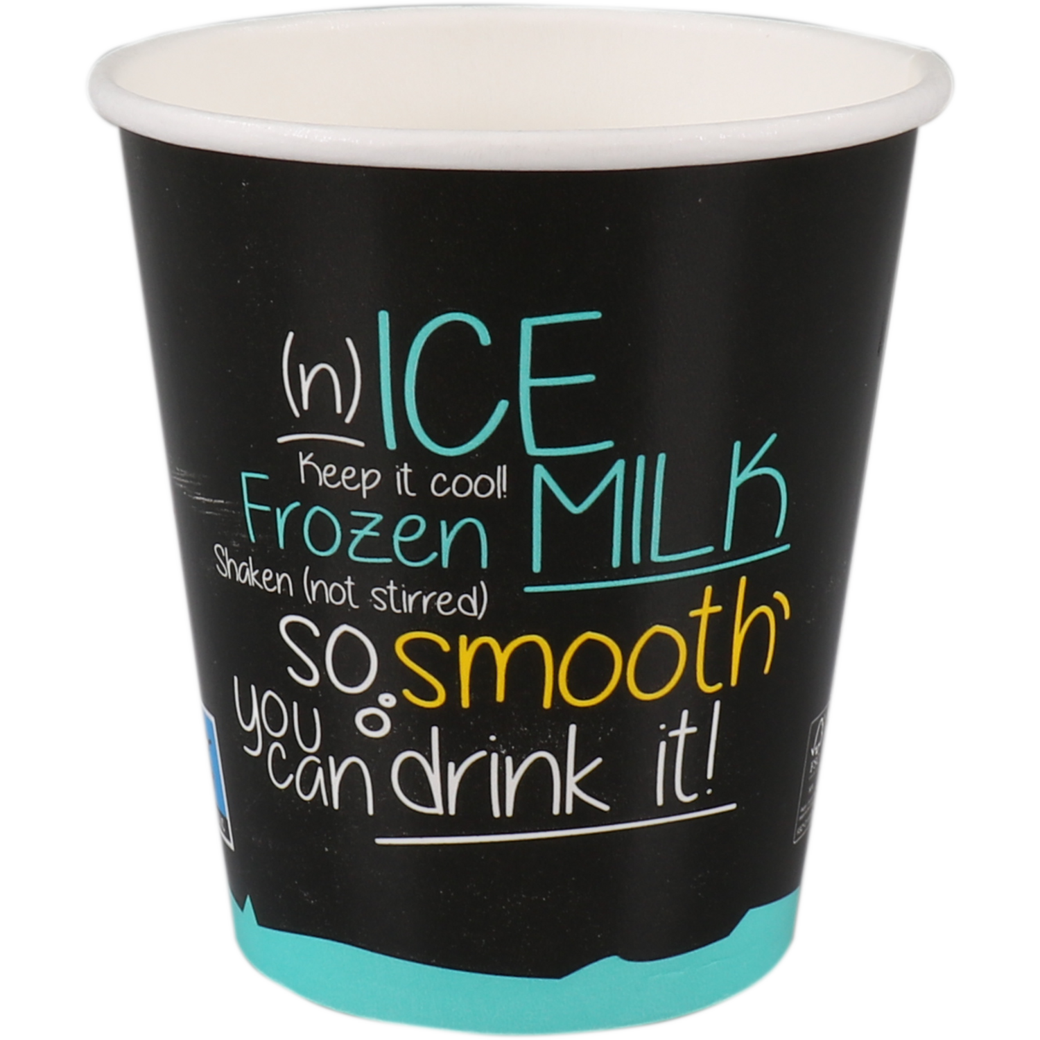 Depa, Milkshakebeker, ICE is (N)ICE, Karton + PE, 300ml, 12oz, zwart/lichtblauw