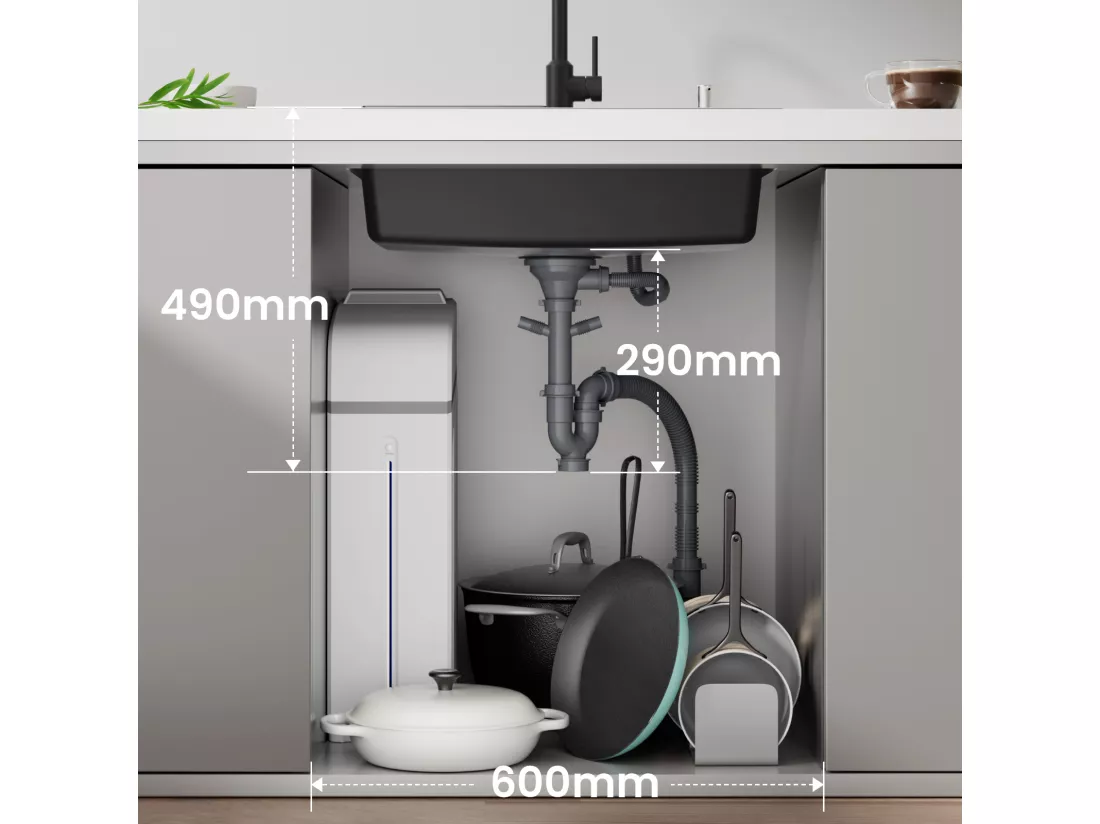 Cecipa max Evier en Quartz 60*45cm, avec Panier de Vidange et Distributeur de Savon + Mitigeur Cuisine à Ressort avec 3 Modes de Sortie D'eau, Noir