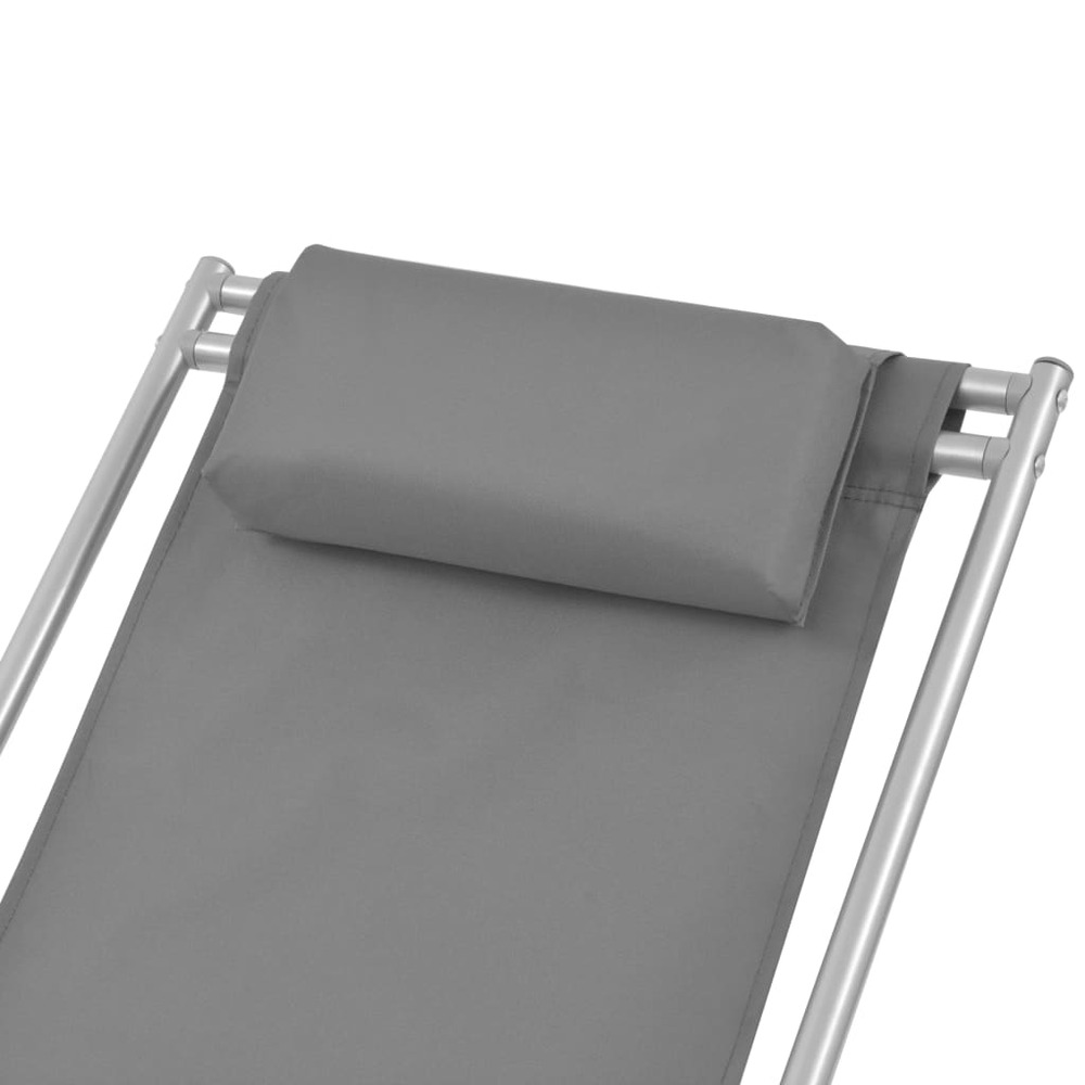 Lot de deux chaises inclinables de terrasse acier gris