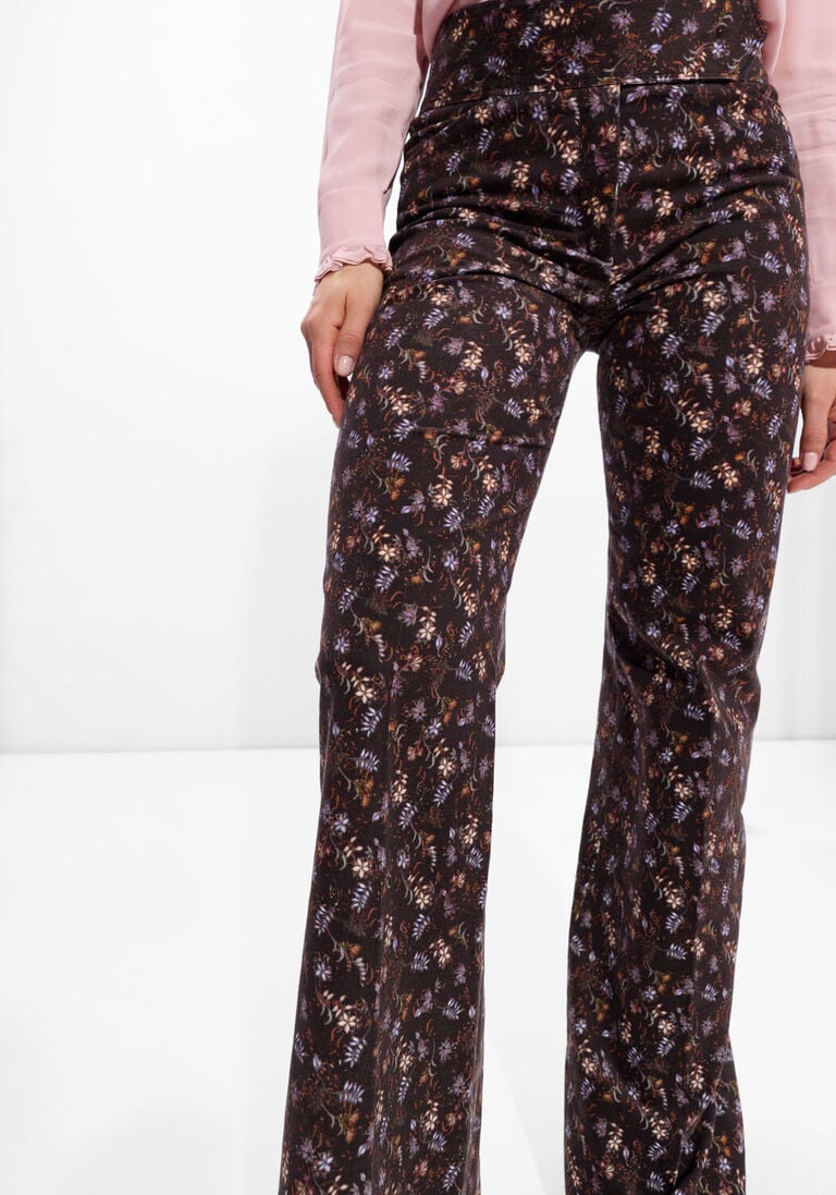 bruine dorothee schumacher flared broek floral statement