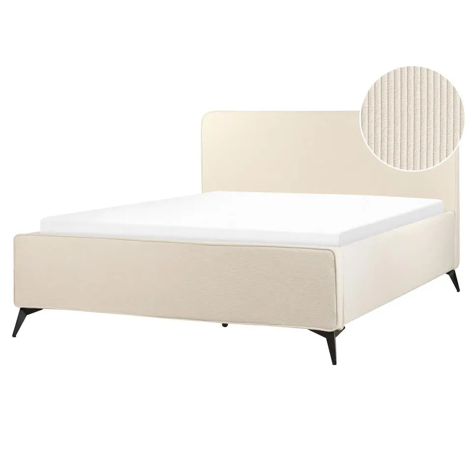 VALOGNES - Tweepersoonsbed - Beige - 160 x 200 cm - Corduroy