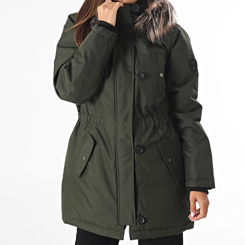 Parka Capuche Fourrure Femme Iris Vert Foncé