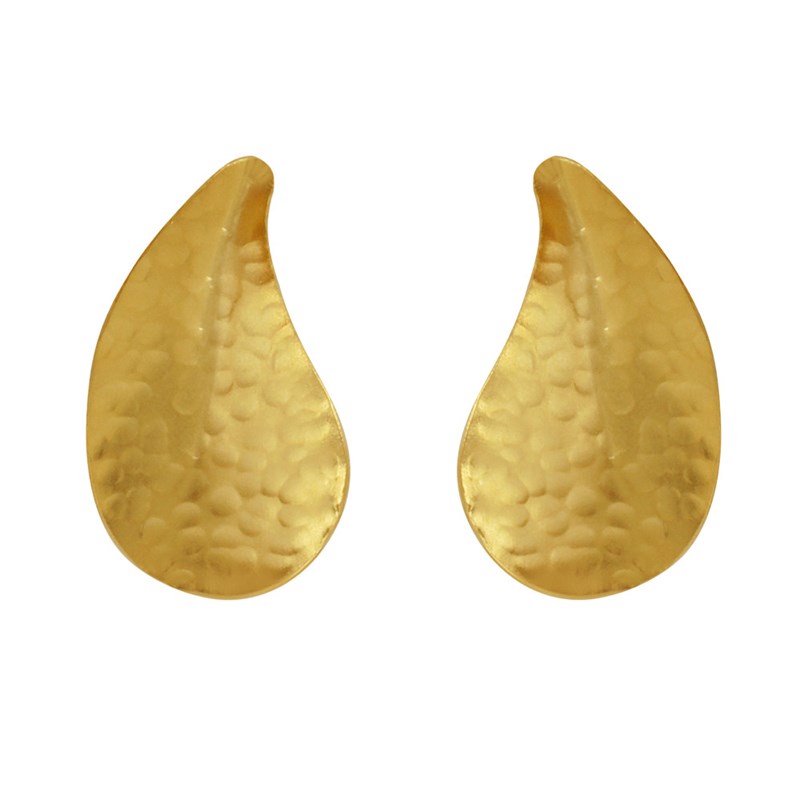 Boucles d'Oreilles Laiton Doré Feuilles Rondes