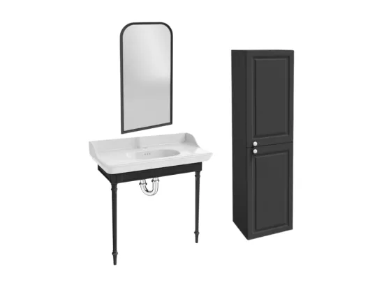 Console JACOB DELAFON Cléo 1889 avec plan vasque + colonne droite + siphon chromé