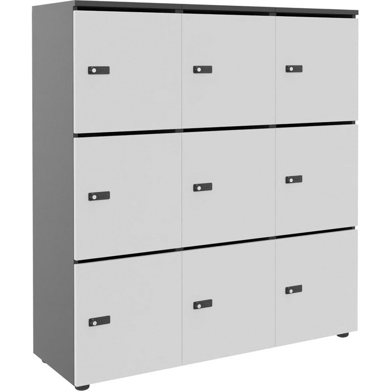Casier de rangement de bureau Flexycaz 9 portes individuelles 3 x 3 cases L 120 x P 42 x H 131,4 cm +clé pass