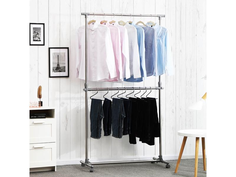 Songmics Garderobenständer 101 - 166 cm, Metall Ausziehbarer Kleiderständer