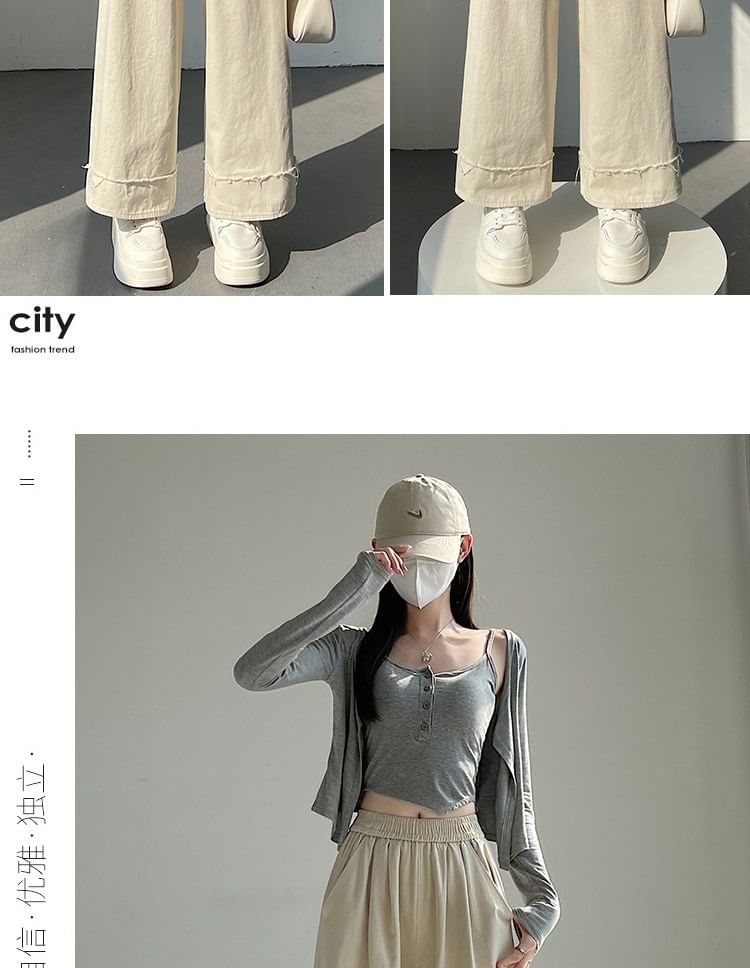 Tel tot 10 - Elastische taille, effen wijde broek