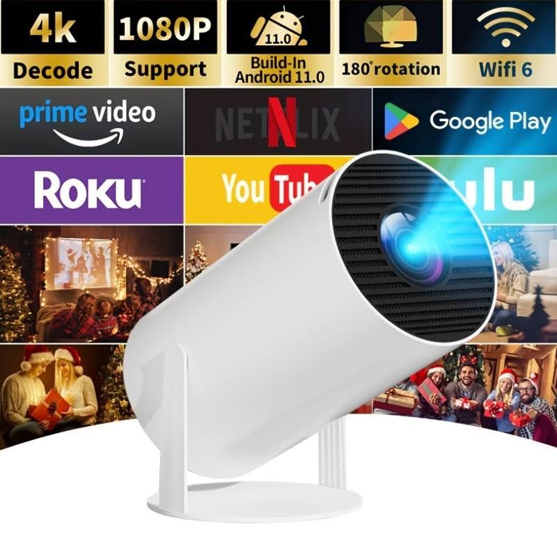 2025. Projecteur 4K avec double Wi-Fi et fonction de mise, Videoprojecteur vidéo 4k, Videoprojecteur vidéo 8k haut de gamme, Retroprojecteur vidéo 4k