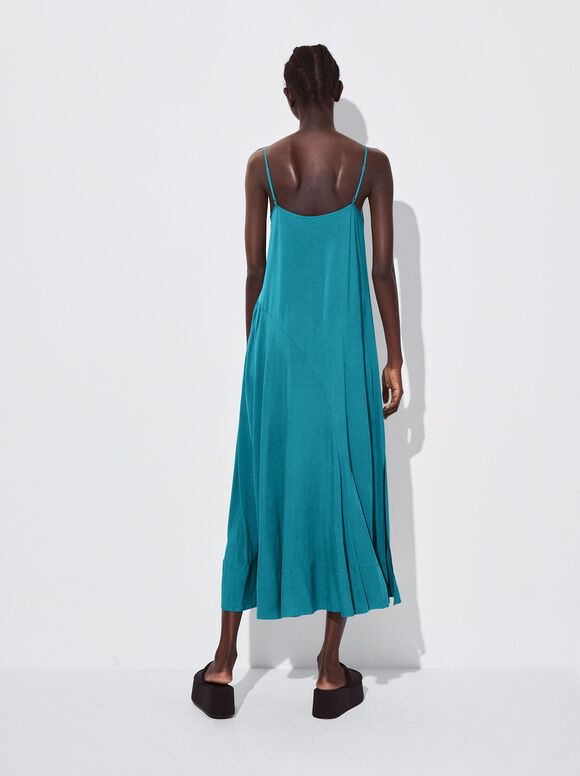 Vestido midi azul com alças