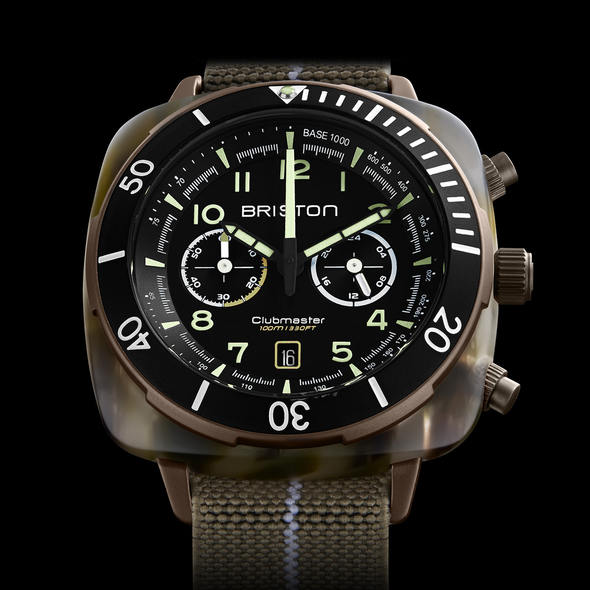 Montre BRISTON clubmaster outdoor homme bracelet tissu noir