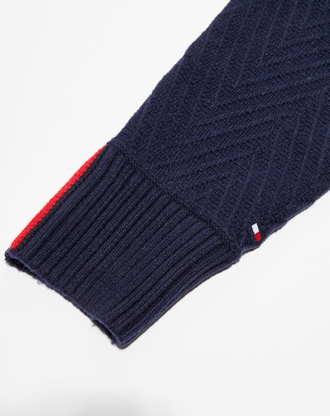 Tommy Hilfiger Pull en Laine mélangée Herringbone texturé bleu marine