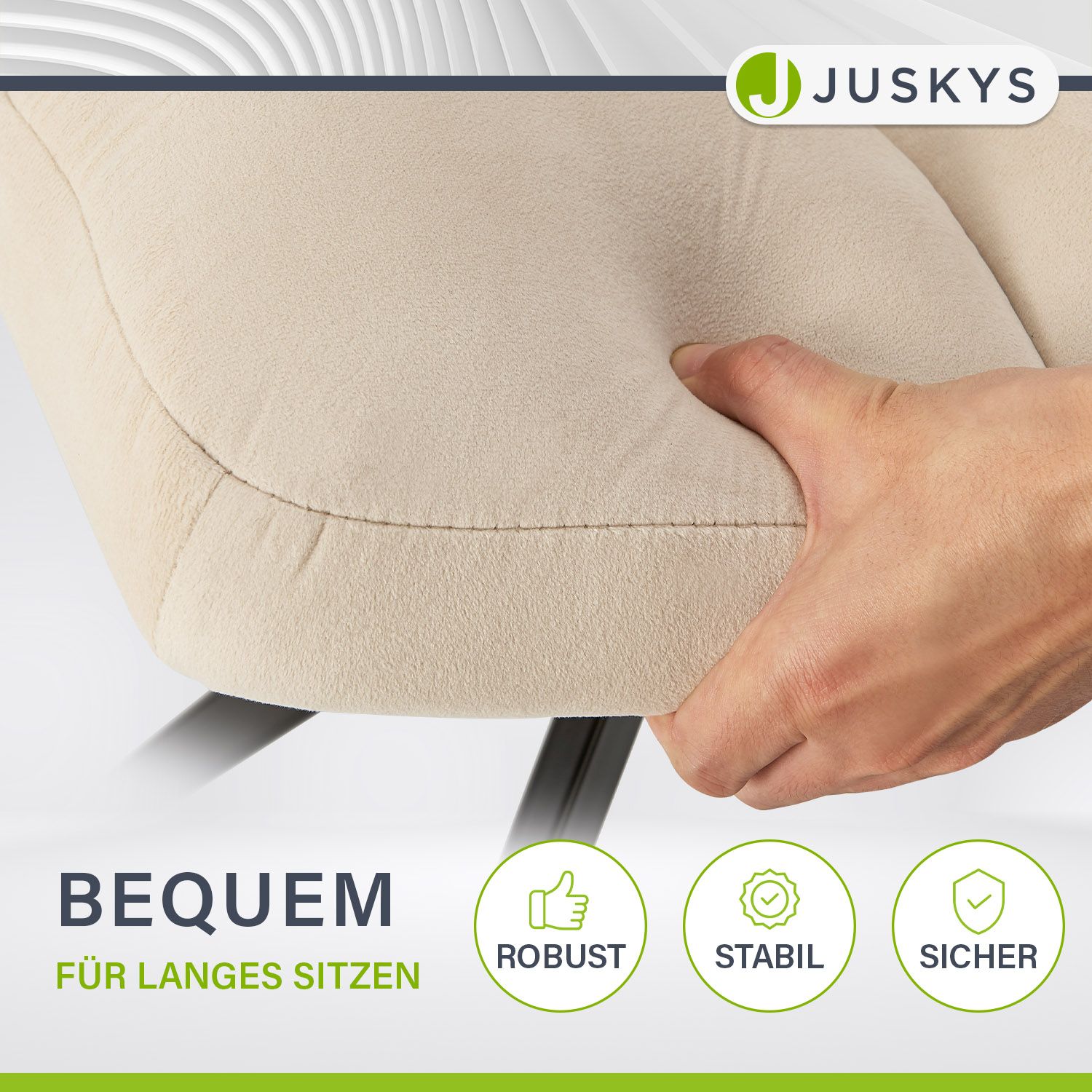 Juskys Drehstuhl Dallas 2er Set - Esszimmerstühle drehbar - Stuhl 120 kg belastbar - Samt Beige
