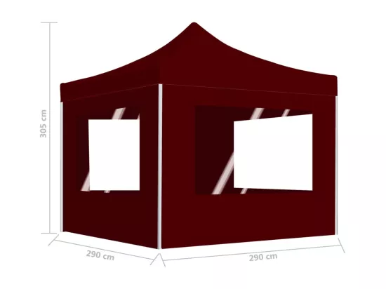 Tente de réception pliable avec parois Aluminium 3x3 m Bordeaux