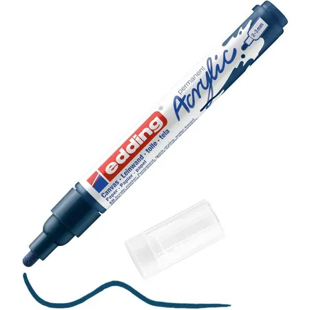 edding 5100 Acrylmarker medium - dunkel-blau - 1 Acrylstift wasserfest - mittlere Rundspitze 2-3 mm