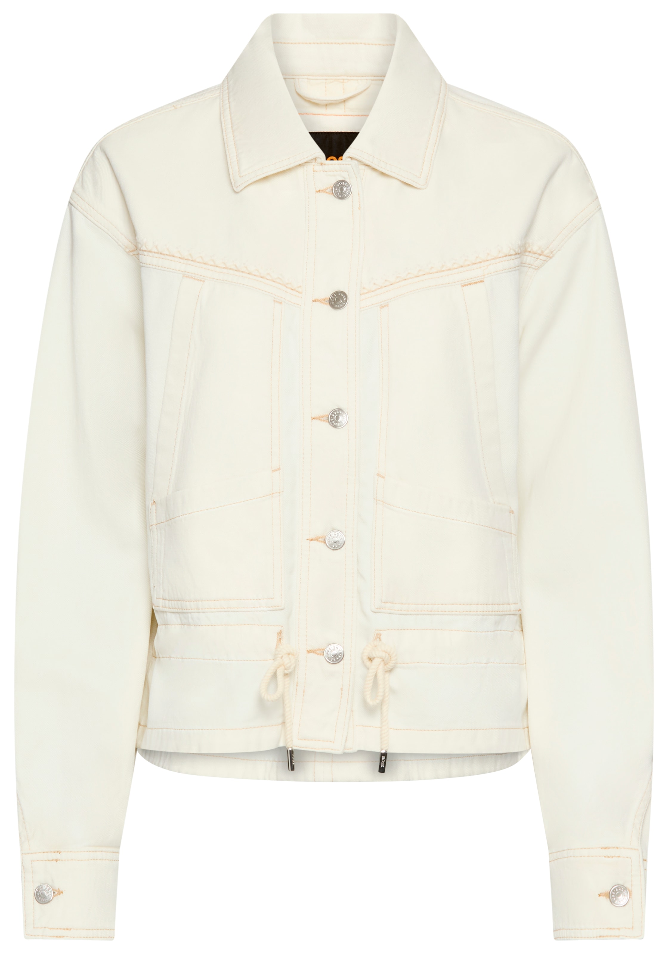 BOSS ORANGE Jeansjacke »DENIM JACKET 4.0 Premium Damenmode« mit verstellbarem Kordelzug