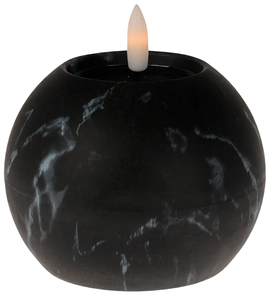LED-lys Rund Marmor Ø10 cm - sort