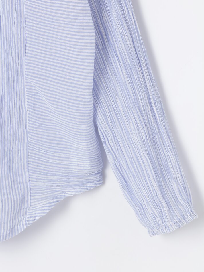 Camisa listrada de manga comprida - Azul claro