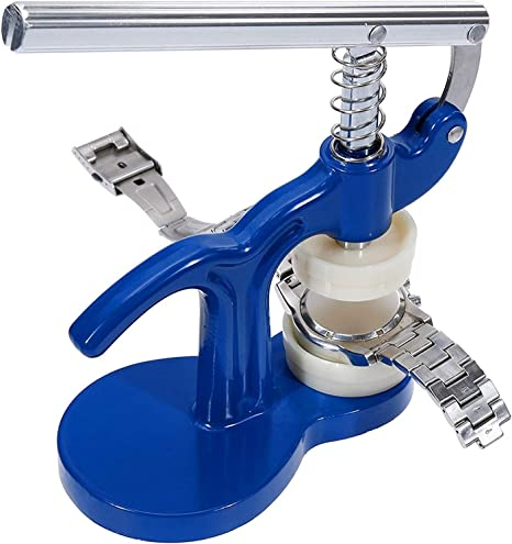 Universal Uhr Einpress Werkzeug Gehäuseschliesser Maschine für Uhrenreparatur mit 12 Matrizen - Blau