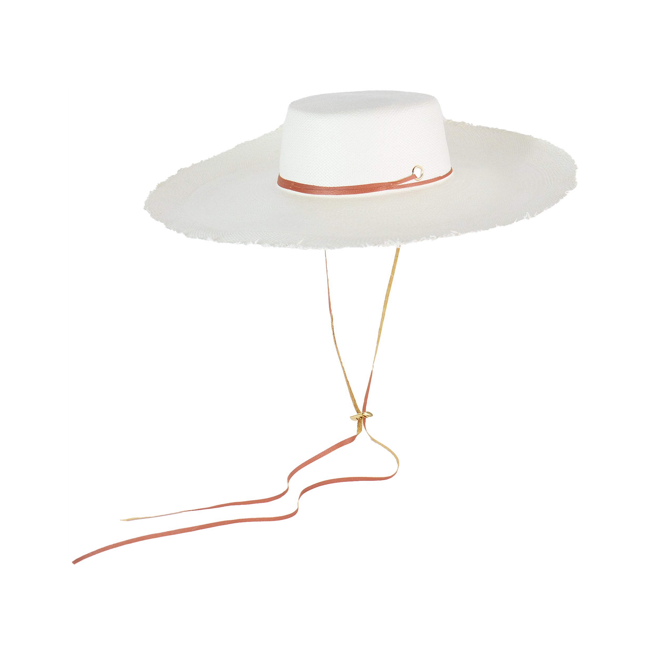 Chapeau à bords extra longs en cuir Cordovan effiloché