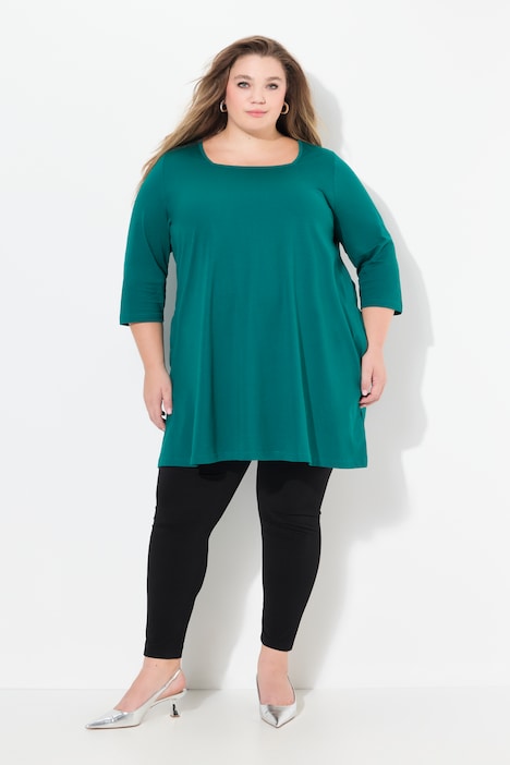Longshirt, A-Linie, Carree-Ausschnitt, 3/4-Arm