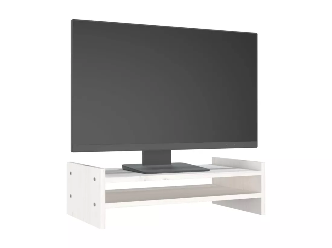 Support de moniteur Blanc 50x27x15 cm Bois de pin solide