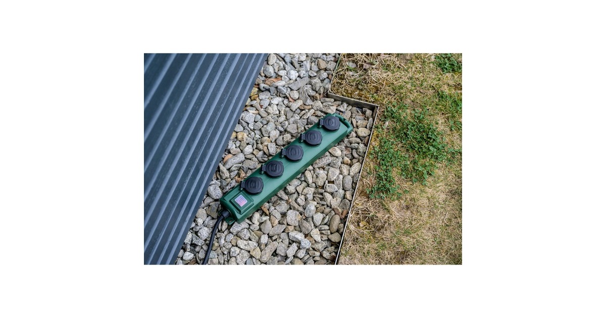 BrennenstuhlSuper-Solid SL 554 Tuin-contactverdeler stekkerdoos  (Donkergroen, 5 meter)