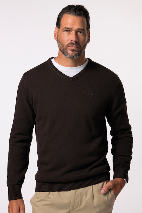 Pullover, Basic Form, V-Ausschnitt, Baumwolle