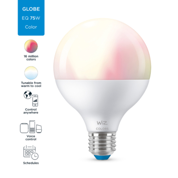 WiZ Connected LED globe E27 75W mat kleur licht dimbaar