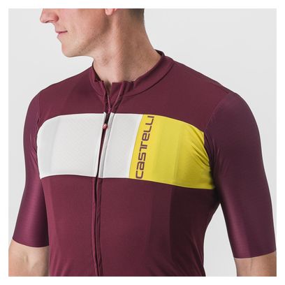 Maillot Manches Courtes Castelli Prologo 7 Rouge Bordeaux
