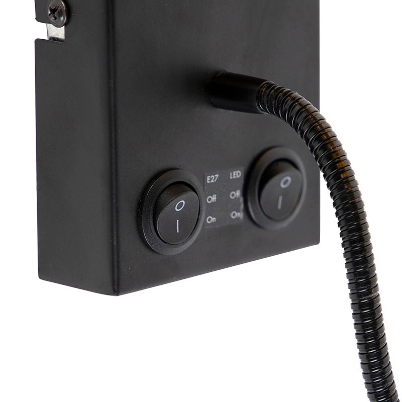Wandlamp zwart met velours gele kap - Stacca