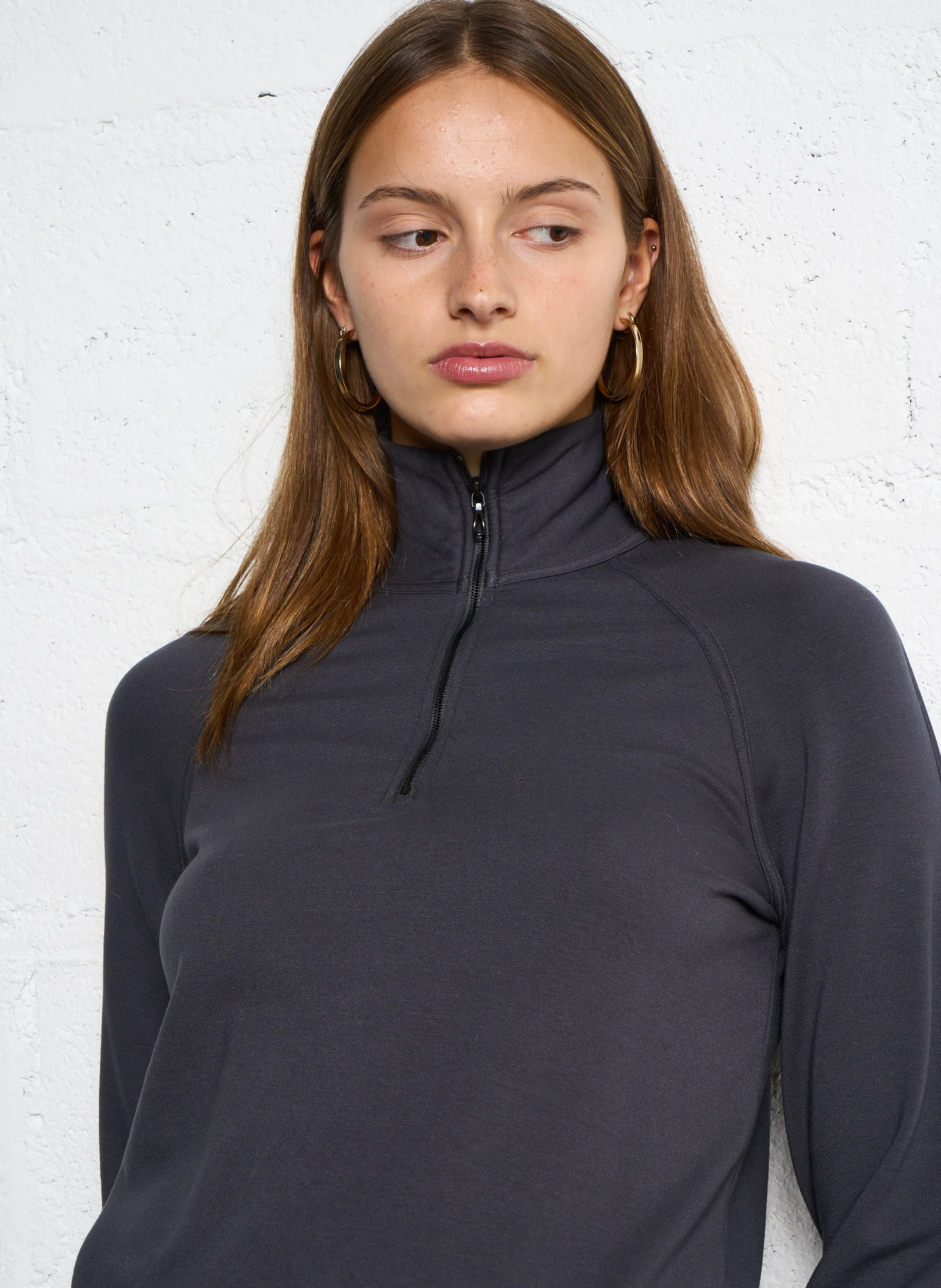 Sweat droit col montant| Gris