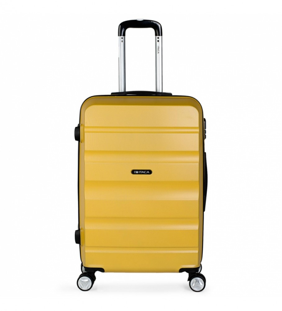 Mala de viagem rígida ITACA com 4 rodas T71660 Mostarda - 61x44x26cm -