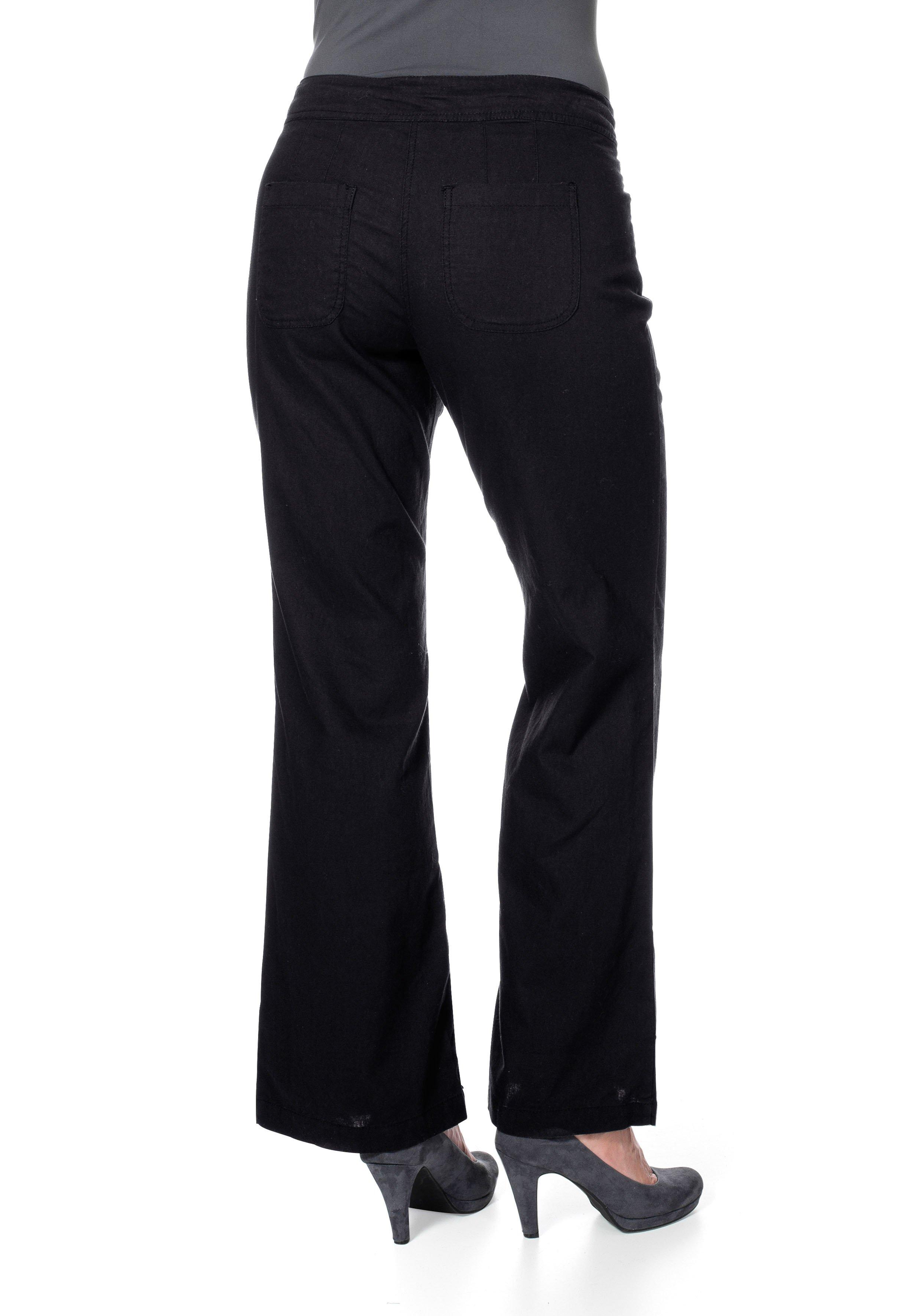 Weite Bootcut-Hose mit Leinenanteil