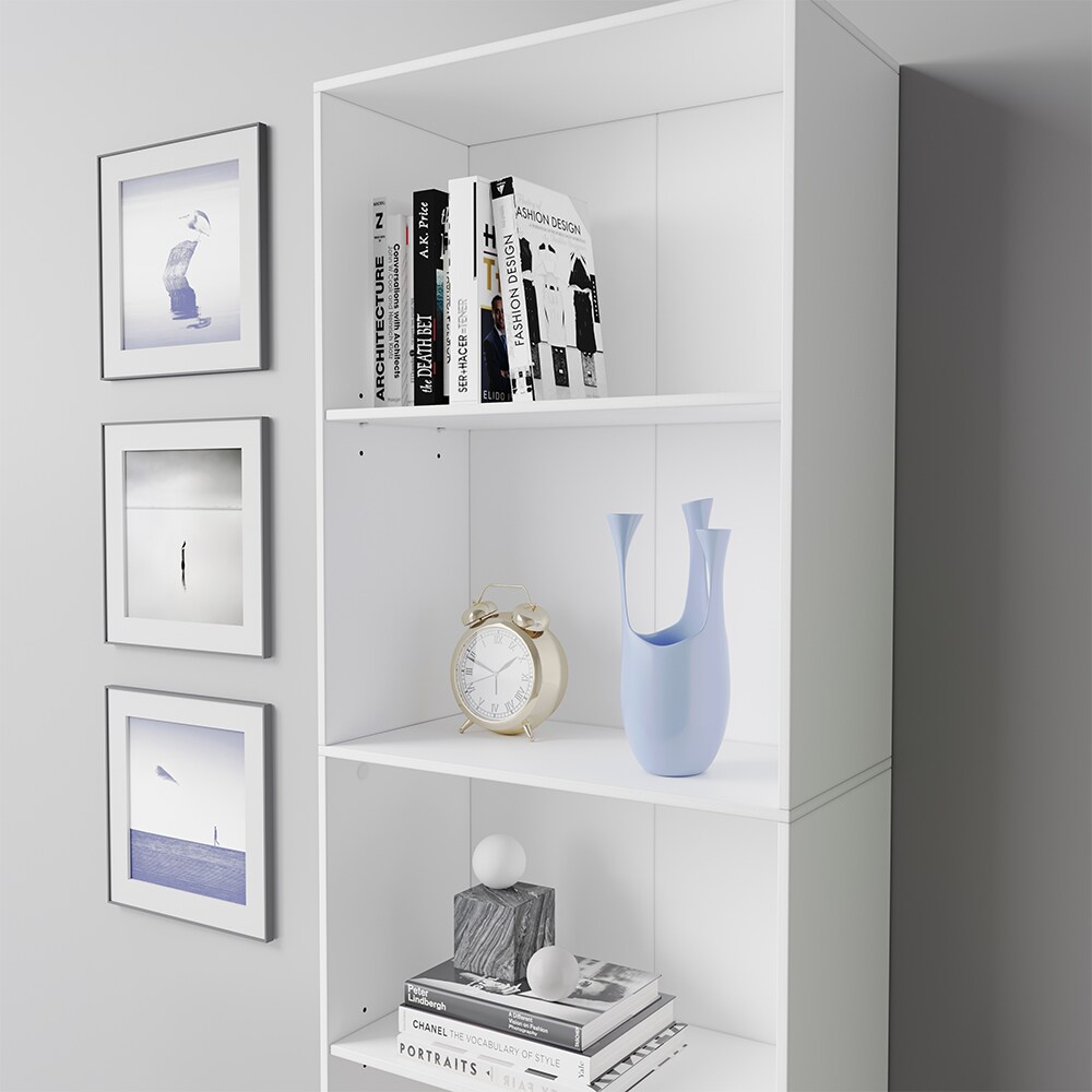 Vicco Bücherregal Bob, 190 x 60 cm, Weiß, Wohnzimmer Standregal mit 5 Fächern
