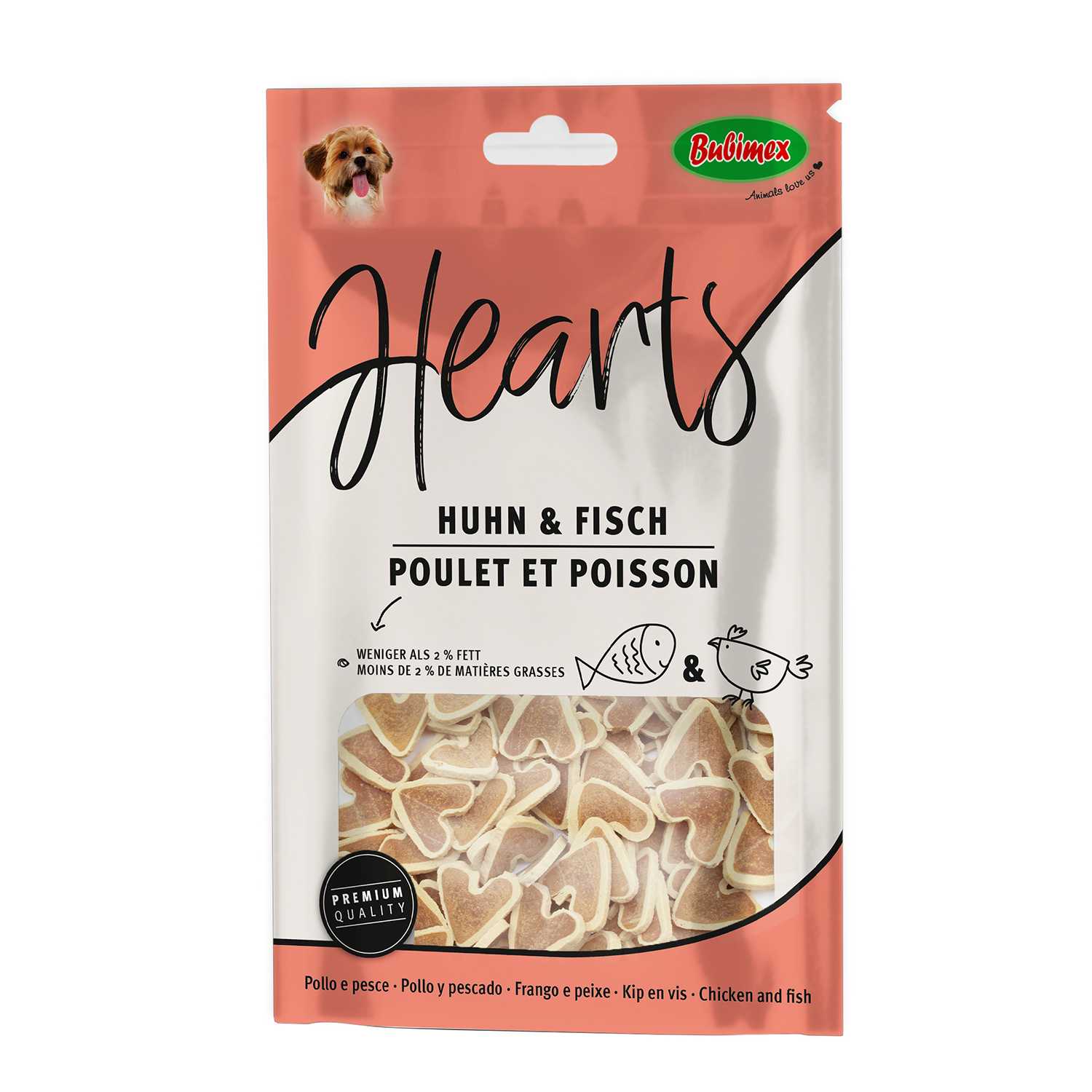Hundesnack Hearts Huhn+Fisch 100g