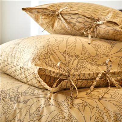 Linge de lit motif fleurs au trait