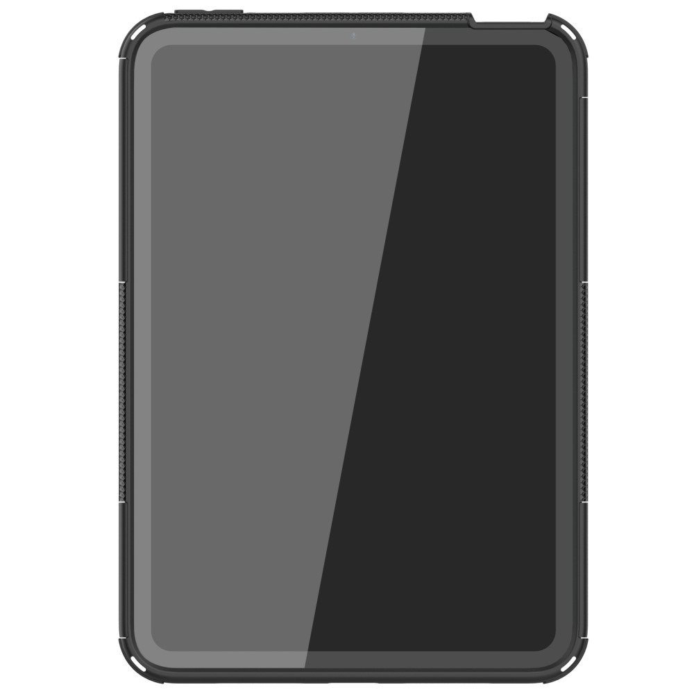 iPad Mini 7 (2024) / Mini 6 (2021) Hybrid Outdoor Gummi Case Hülle mit Aufsteller - Schwarz