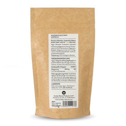 Sunday Natural Products  Magnesium CitratKapseln100mg