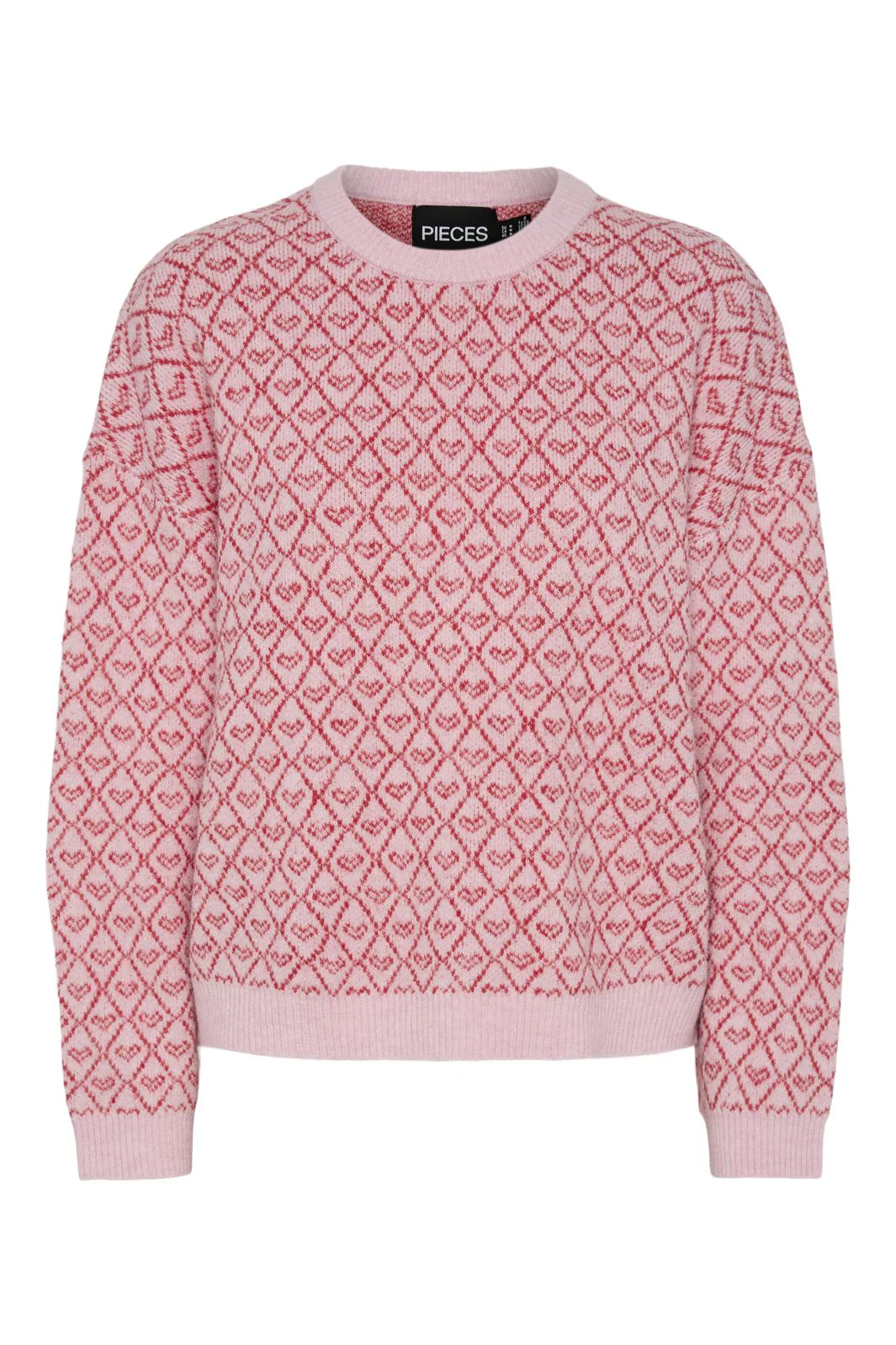 Pieces Pcnavi Ls O-Neck Knit Mm 4655816 roseate spoonbill lollipop hearts