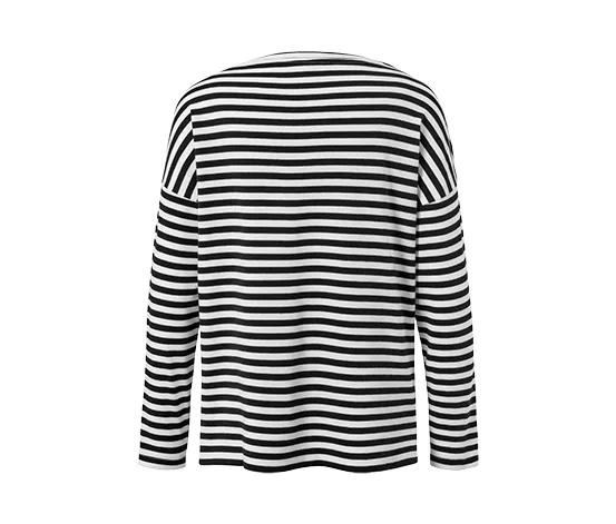 Gestreiftes Langarmshirt, schwarz