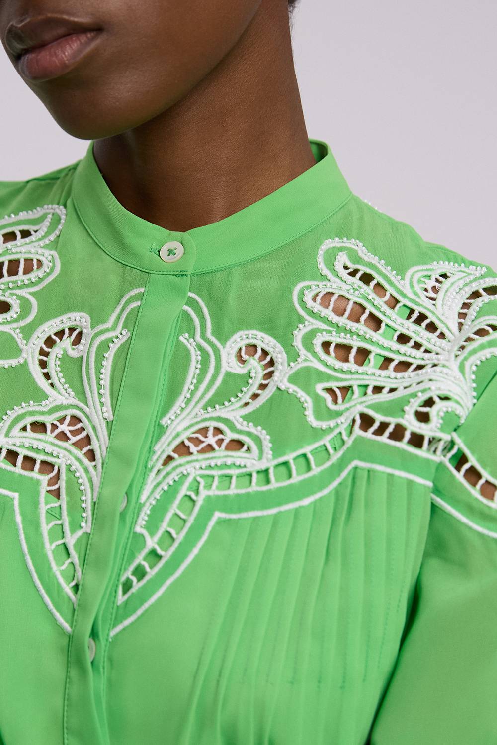 KarenMillen Chemisier Tissé Brodé Perlé À Découpes Ajourées