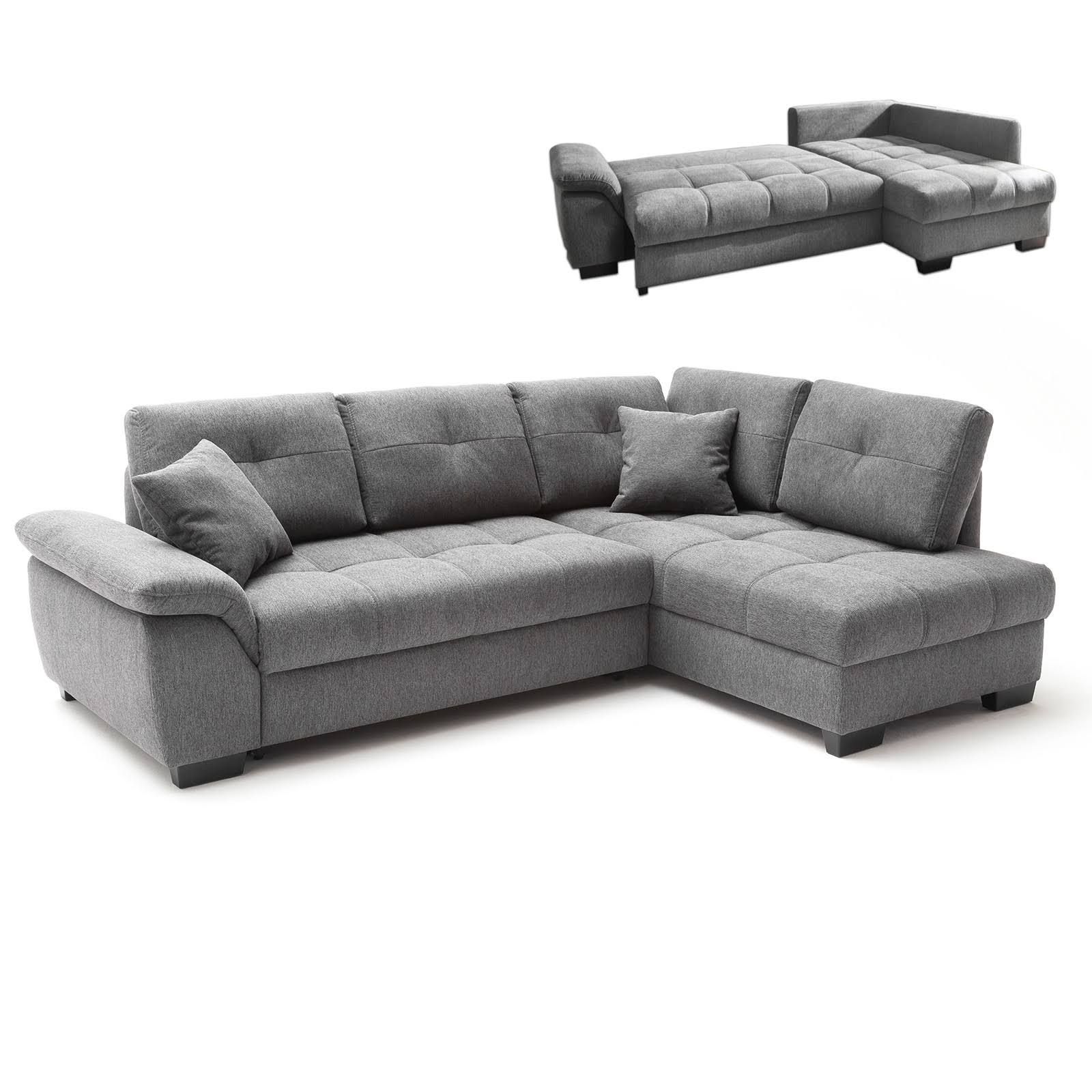 roller Ecksofa anthrazit Boxspringaufbau