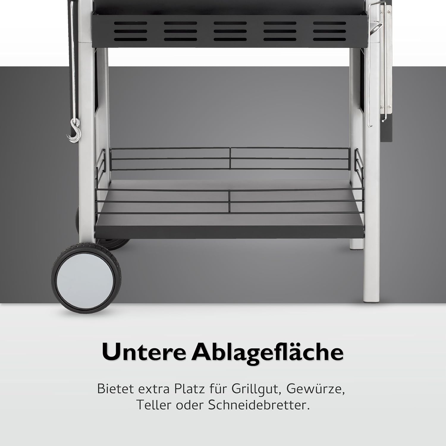 tepro Universal BBQ-Tisch, Grillwagen / Grilltisch Outdoor, Klappbar, Maße ca. 150,5 x 59,5 x 97,5 cm, Schwarz / Silber