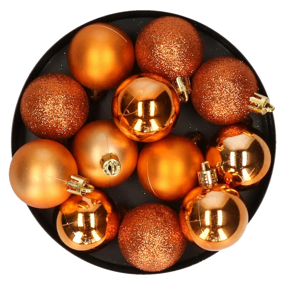 Krist  kerstballen - 12x stuks - oranje - kunststof - 4 cm