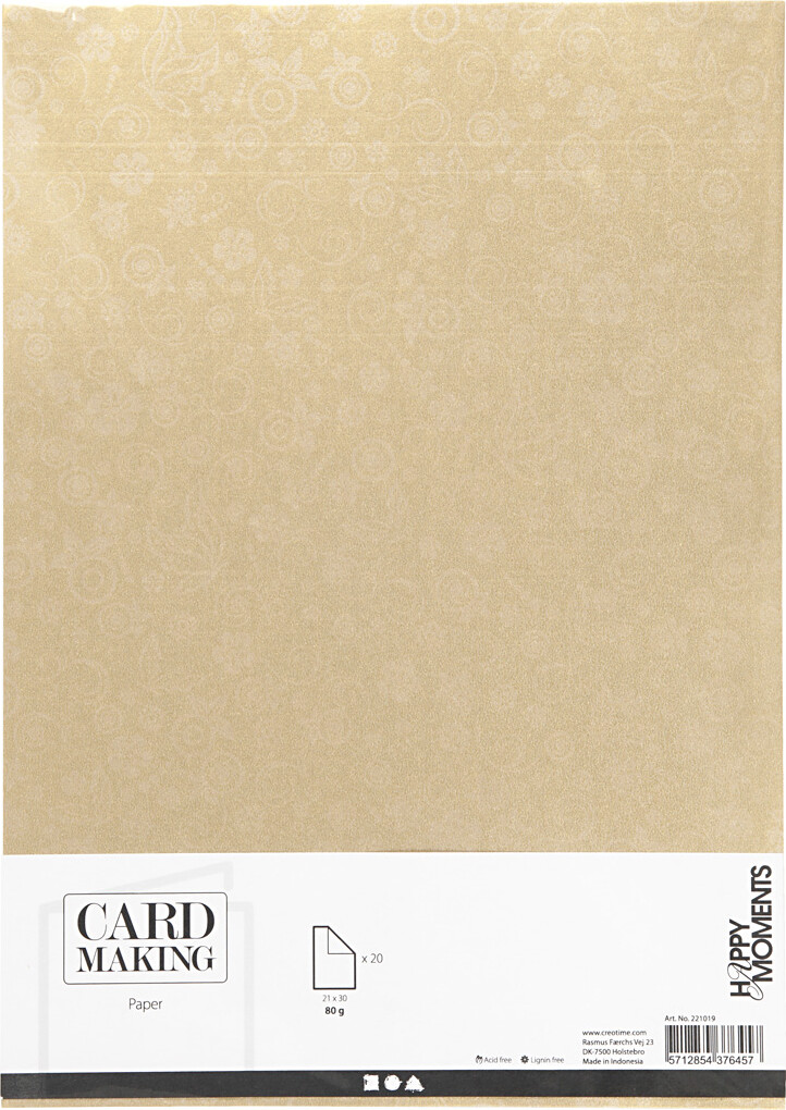 Papir - A4 - 210X297 MM - 80 G - Guld - 20 Ark