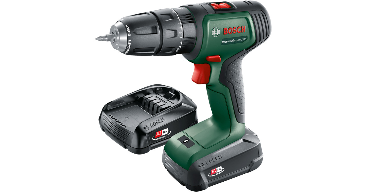 BoschUniversalImpact 18V + SystemBox gereedschapsset  (Groen, 2x PBA 18V 2.0Ah Accu, AL18V-20 lader inbegrepen)